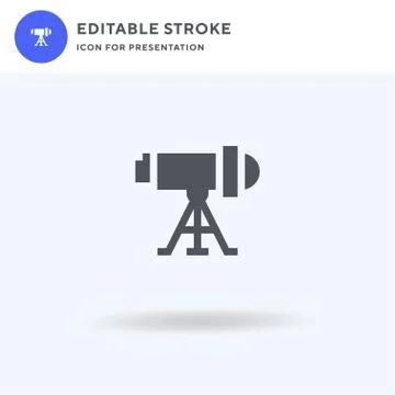 Telescope icon vector, filled flat sign, solid pictogram isolated on white, logo Illustrazione stock
