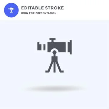 Telescope icon vector, filled flat sign, solid pictogram isolated on white, logo Stock Illustration