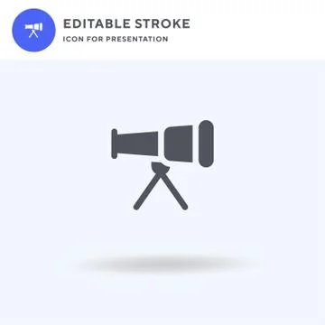 Telescope icon vector, filled flat sign, solid pictogram isolated on white, logo Illustrazione stock