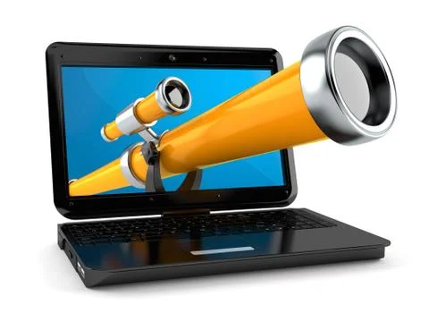 Telescope inside laptop Stock Illustration