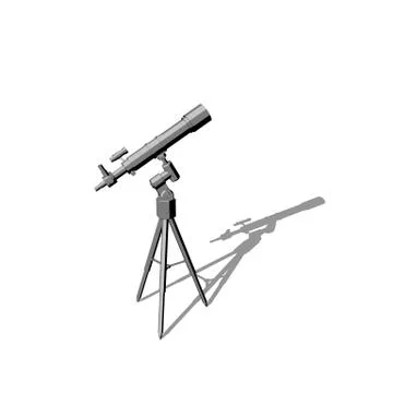 Telescope. Isolated on white background. 3D rendering illustration. Cartoon.. Иллюстрация