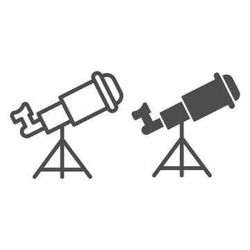 Telescope line and solid icon, startup concept, Monocular sign on white Stock Illustration