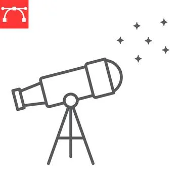 Telescope line icon Stock Illustration