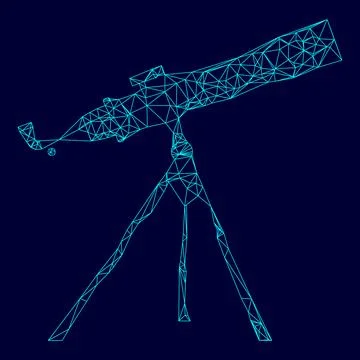 Telescope low poly triangulation triangulated polygonal electric cyan blue vi Иллюстрация