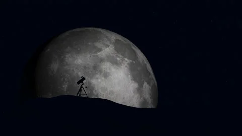 Telescope with Moon Rising Stock Footage 172459504