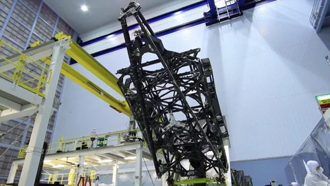 Telescope is moved into a vertical position on a tilt able platform - 2016 Stock Footage 112132967