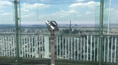 Telescope In Panoramic Observation Deck In Paris Stock Footage 64905885