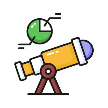 Telescope with pie diagram showing predictive analysis concept vector イラスト素材