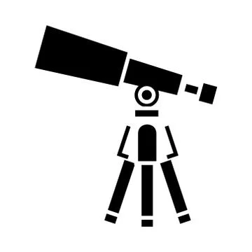 Telescope - scope icon, vector illustration, black sign on isolated background Illustrazione stock