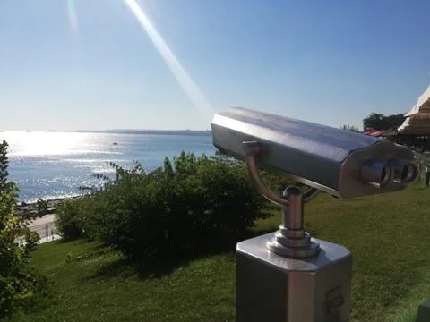 Telescope, selective focus. Front viewe Stock Photos