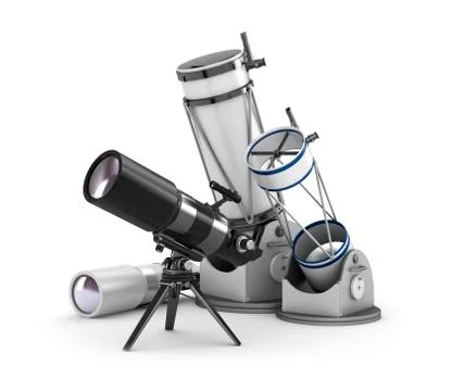 Telescope set on white background Illustrazione stock
