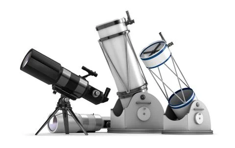 Telescope set on white background Stock Illustration