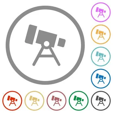 Telescope solid flat icons with outlines Stock Illustration