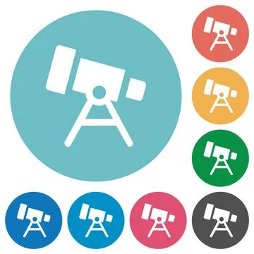 Telescope solid flat round icons Stock Illustration