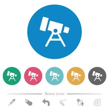 Telescope solid flat round icons Stock Illustration