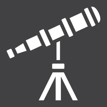 Telescope solid icon, astronomy and science, Stockillustratie