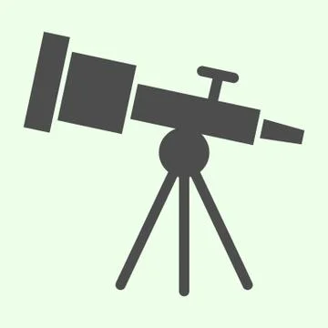 Telescope solid icon. Astronomy telescopes observe tool glyph style pictogram on Stock Illustration