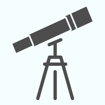 Telescope solid icon. Optical glass for looking at the stars with lens. Space イラスト素材