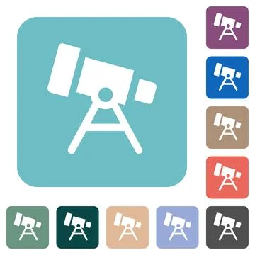 Telescope solid rounded square flat icons Stock Illustration