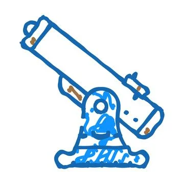 Telescope space exploration icon doodle illustration Stock Illustration