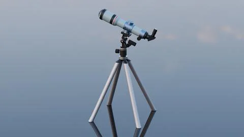 Telescope standing on a reflective (mirror) surface 스톡 일러스트