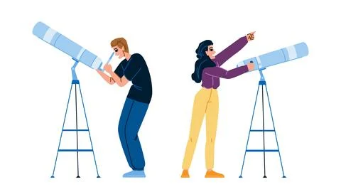 Telescope stargazing vector Stock Illustration