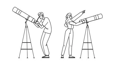 Telescope stargazing vector Stock Illustration