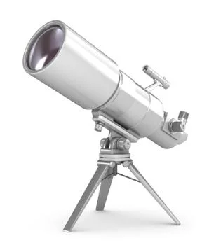 Telescope on support over white Stock Illustration
