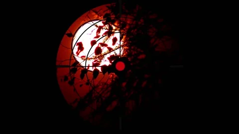 Telescope Target Moon Red Moonlight Tree Silhouette Stock Footage 238784276