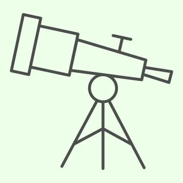 Telescope thin line icon. Astronomy observe planetarium tool outline style Stock Illustration