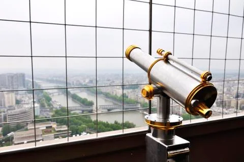 Telescope on the Tour Eiffel Stock Photos
