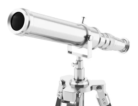 Telescope on tripod isolated on white background Illustrazione stock