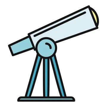 Telescope on tripod observing space and celestial bodies Ilustración de archivo