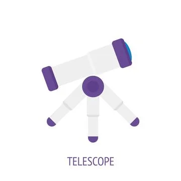 Telescope vector flat icon. Optical instrument for observatory. Illustrazione stock