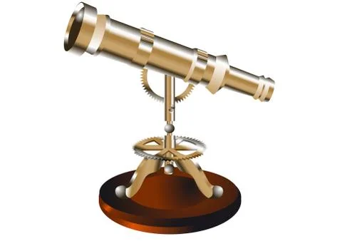 Telescope on a wooden stand Stock Illustration