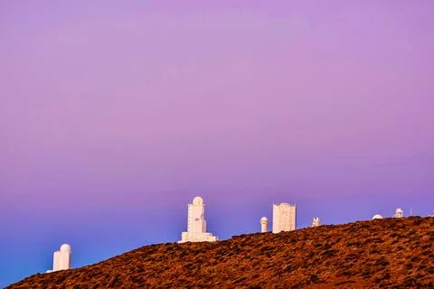 Telescopes of the Teide Astronomical Observatory Fotos Stock