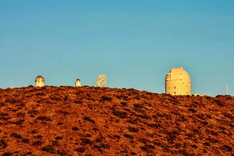 Telescopes of the Teide Astronomical Observatory Stock Photos