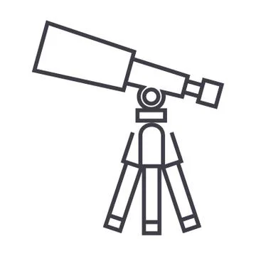 Telescope,scope vector line icon, sign, illustration on white background, edi 스톡 일러스트