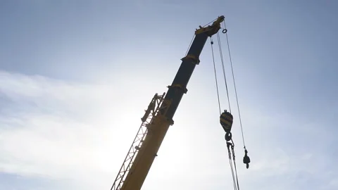 Telescopic boom of a construction crane Stock Footage 263980719