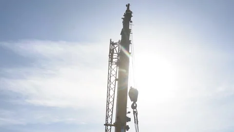 Telescopic boom of a construction crane Stock Footage 263980821