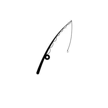 Telescopic Fishing Rod Pole Solid Flat Vector Icon Isolated on White Backgrou Stock Illustration
