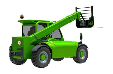 Telescopic handler, back view. 3D rendering Stock Illustration