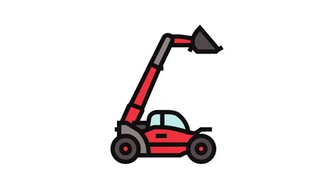 Telescopic handler construction vehicle color icon animation Stock Footage 326105219