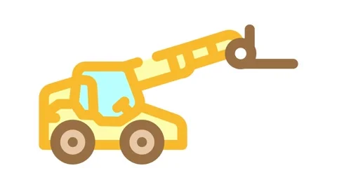 Telescopic handler construction vehicle color icon animation Stock Footage 327265599