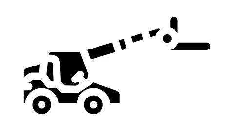 Telescopic handler construction vehicle glyph icon animation Stock Footage 326741811