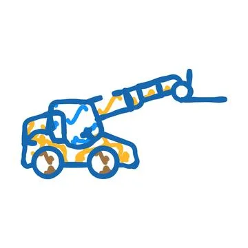 Telescopic handler construction vehicle icon doodle illustration Stock Illustration