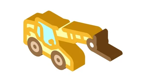 Telescopic handler construction vehicle isometric icon animation Stock Footage 327288140