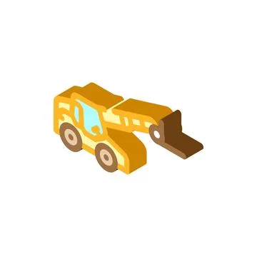 Telescopic handler construction vehicle isometric icon vector illustration Stock Illustration