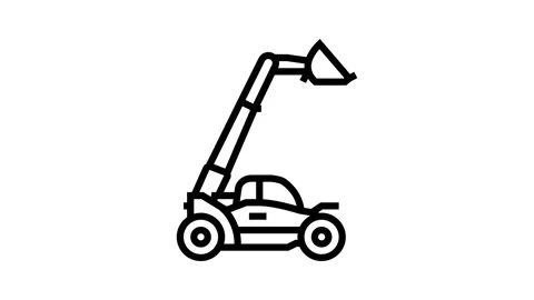 Telescopic handler construction vehicle line icon animation Stock Footage 326131312