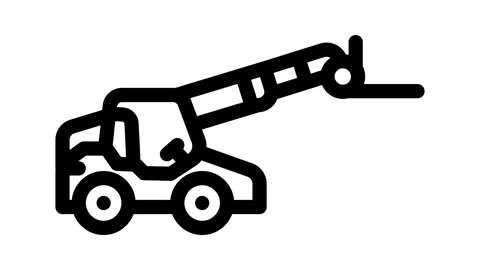 Telescopic handler construction vehicle line icon animation Stock Footage 326758519